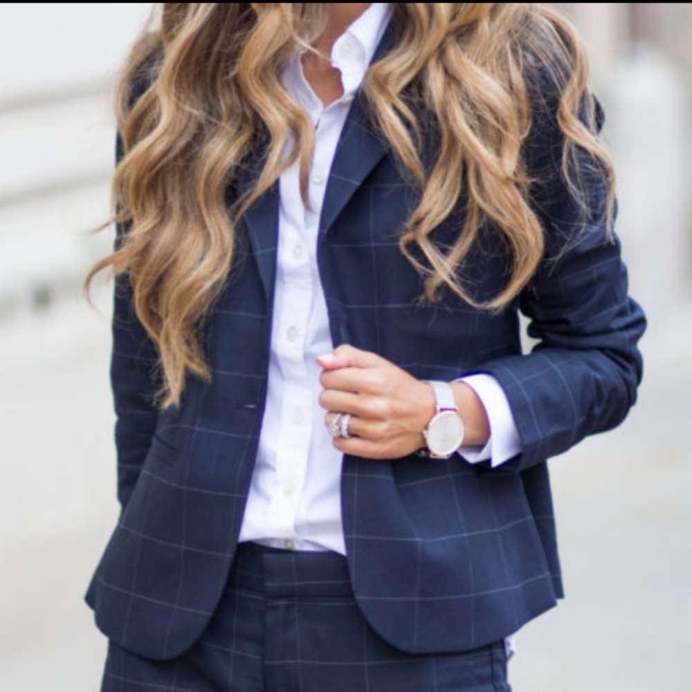 Banana Republic | Navy Windowpane Blazer